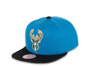 Mitchell & Ness Light Blue/Black NBA Milwaukee Bucks Core Basic Snapback - OSFA