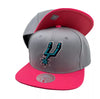 Mitchell & Ness Grey/Pink NBA San Antonio Spurs Core Basic Snapback - OSFA