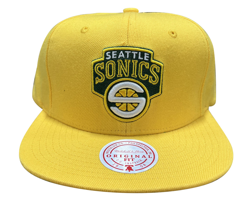 Mitchell & Ness Yellow NBA Seattle Supersonics Core Basic HWC Snapback - OSFA