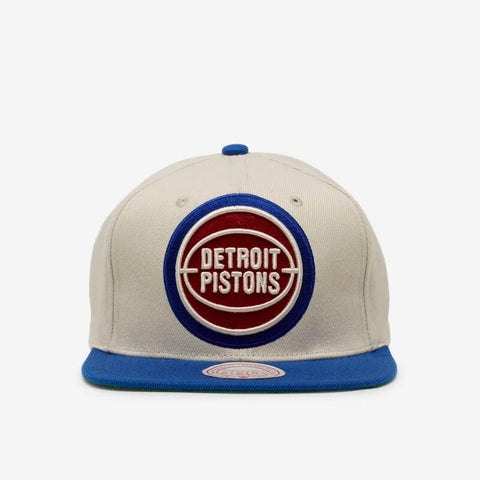 Mitchell & Ness Cream/Royal NBA Detroit Pistons Natural XL HWC Snapback - OSFA