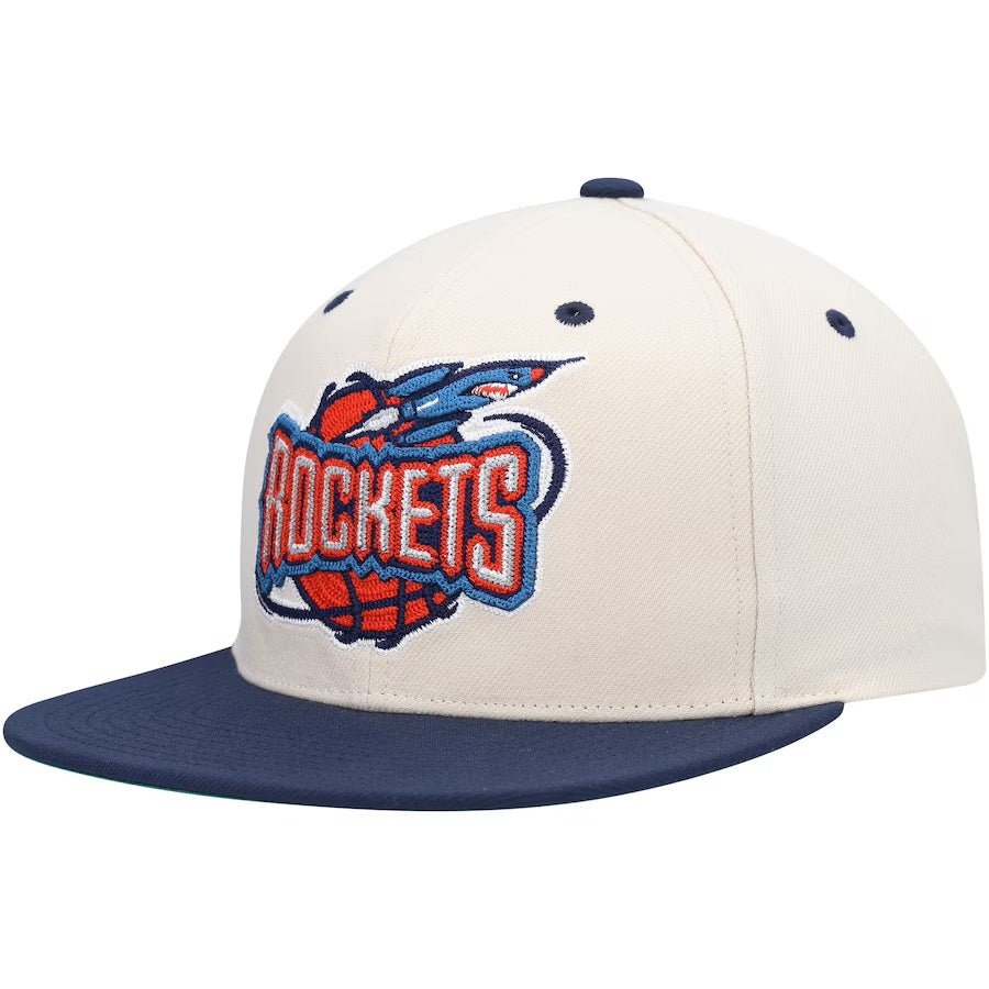 Mitchell & Ness Off White/Navy NBA Houston Rockets Natural XL HWC Snapback - OSFA