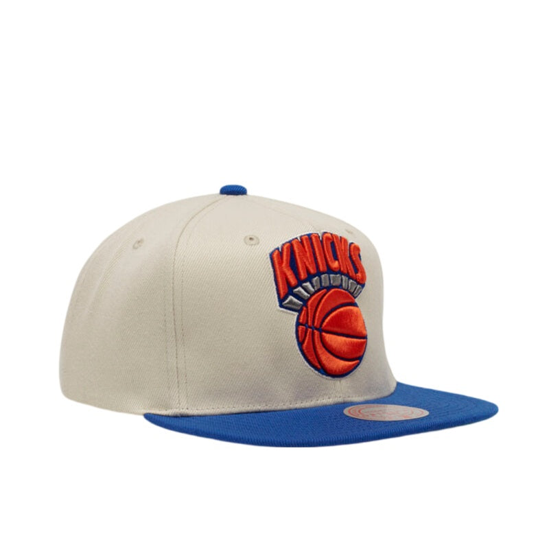 Mitchell & Ness Off White/Blue NBA New York Knicks Natural XL HWC Snapback - OSFA