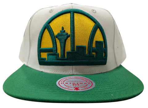 Mitchell & Ness Cream/Hunter Green NBA Seattle Supersonics Natural XL HWC Snapback - OSFA