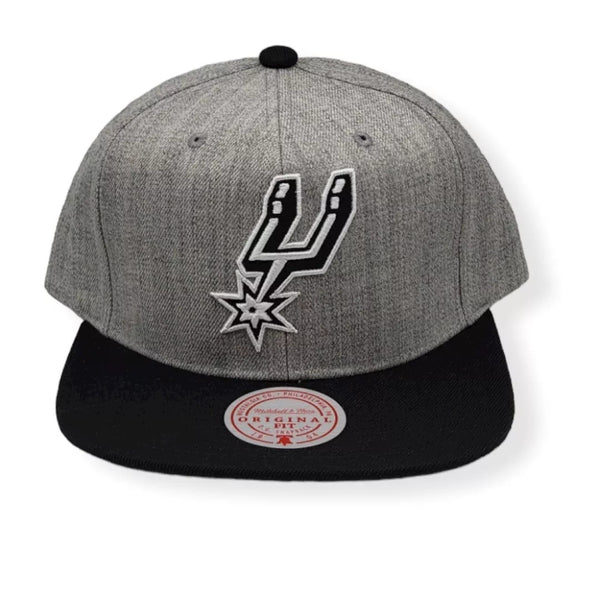 Mitchell & Ness Grey Heather NBA San Antonio Spurs Grey Black Pop Snapback - OSFA