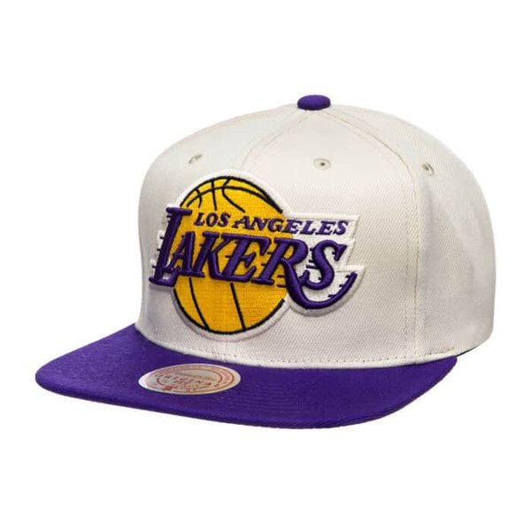 Mitchell & Ness Off White/Purple NBA Los Angeles Lakers Natural XL Snapback - OSFA