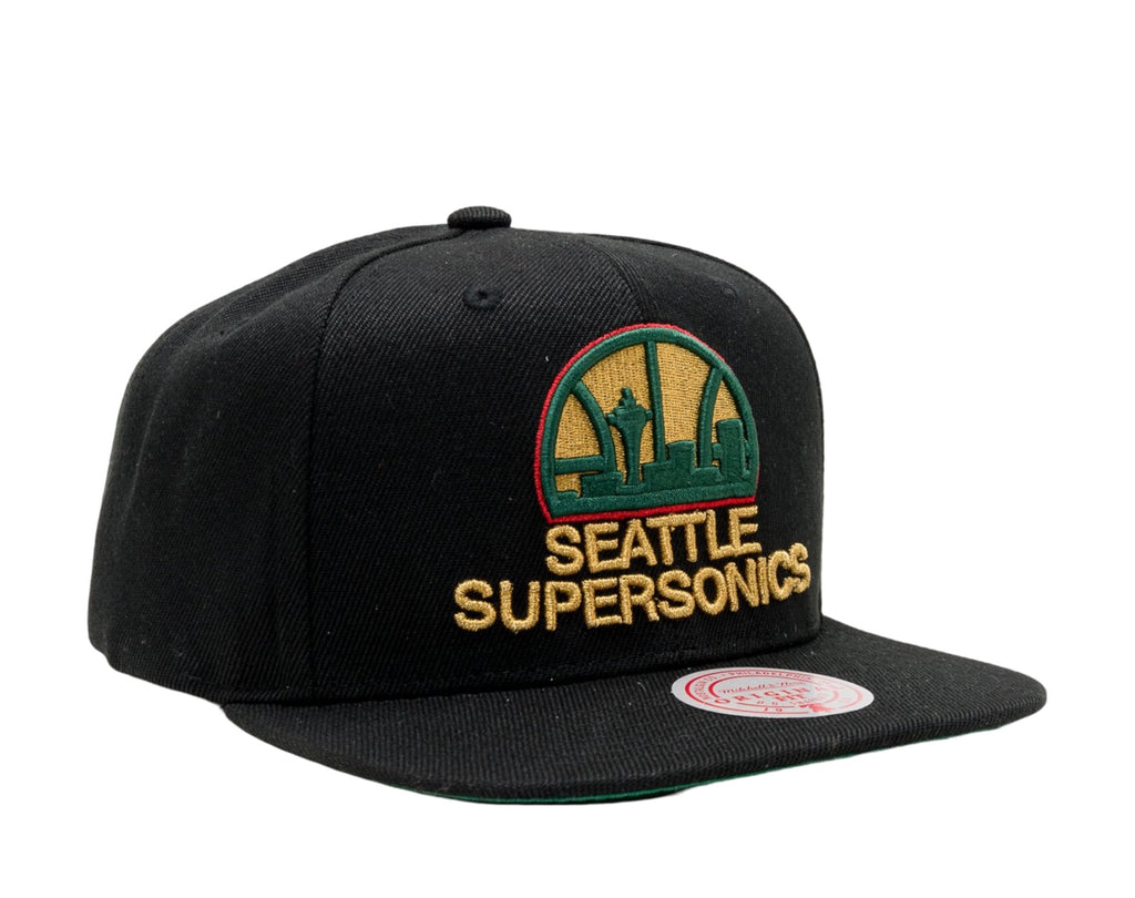 Mitchell & Ness Black NBA Seattle Supersonics BHM Logo Snapback - OSFA