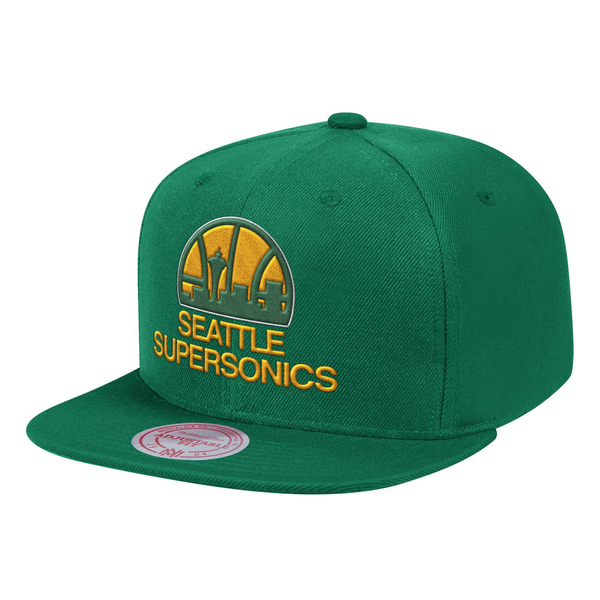 Mens Mitchell & Ness Green NBA Seattle Supersonics Team Ground HWC Snapback - OSFA