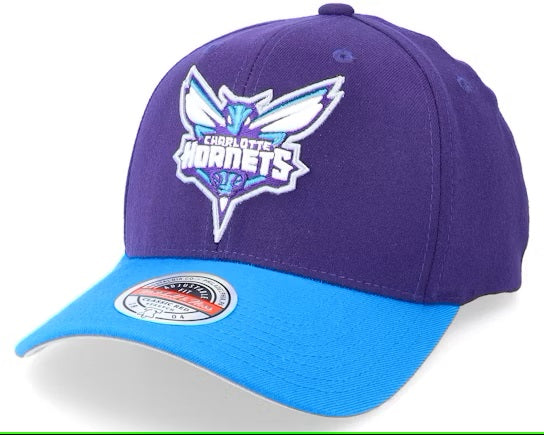 Mitchell & Ness Purple/Teal NBA Charlotte Hornets Wool 2 Tone Stretch Snapback - OSFA