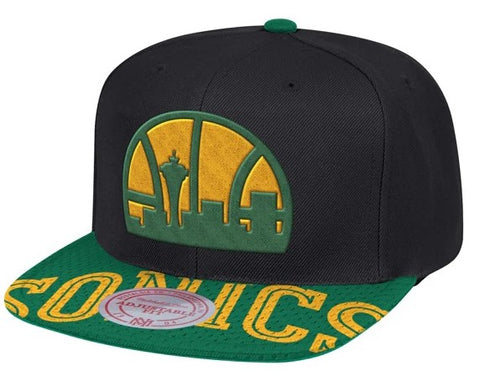 Mitchell & Ness Black/Green NBA Seattle Supersonics Snapshot Snapback HWC - OSFA