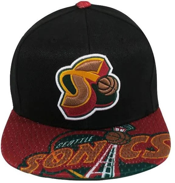 Mitchell & Ness Black/Red NBA Seattle Supersonics Snapshot Snapback HWC - OSFA