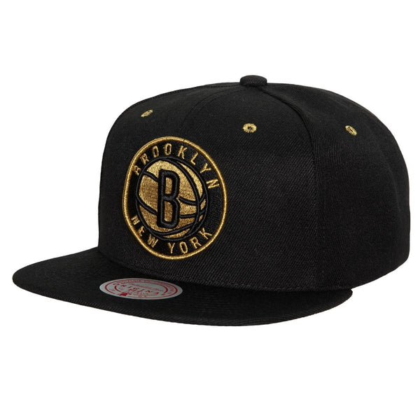 Men's Mitchell & Ness Black/Gold NBA Brooklyn Nets Fools Gold Snapback (Black Undervisor) - OSFA