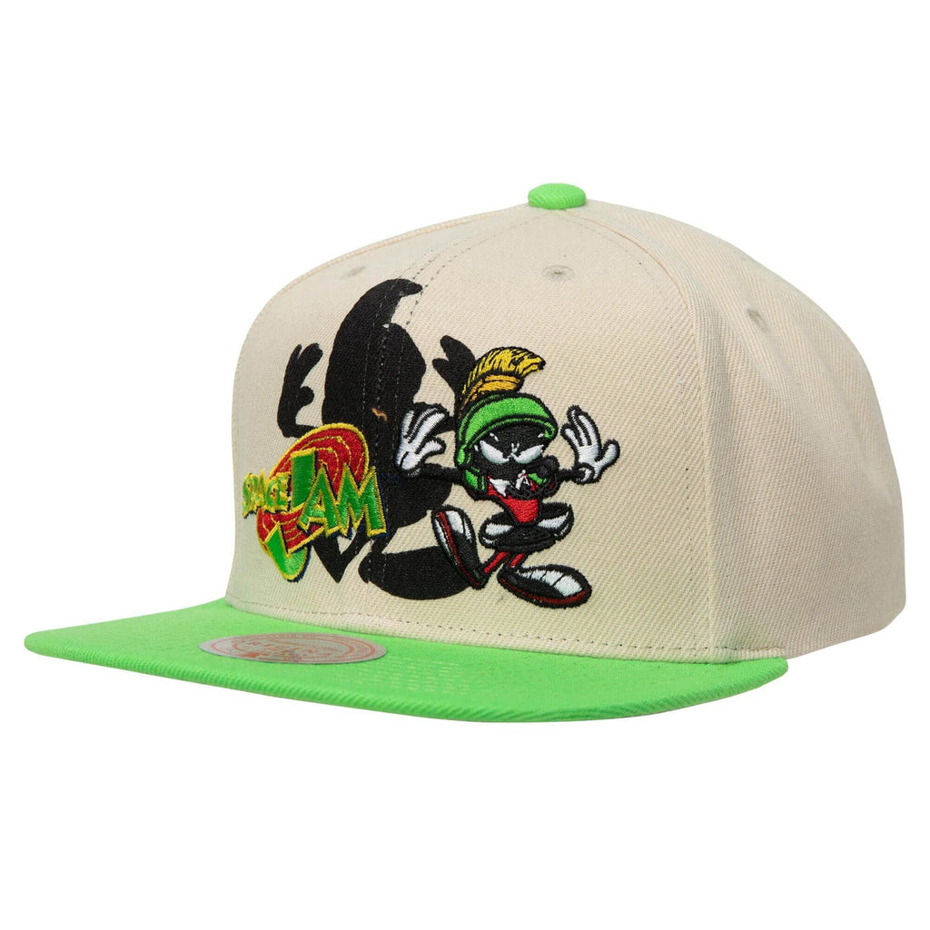 Mitchell & Ness Green/Cream Space Jam 2 Tune Squad Marvin The Martian Character Shadow Snapback - OSFA