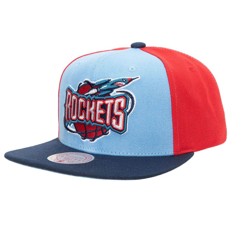 Men's Mitchell & Ness Light Blue/Navy/Red NBA Houston Rockets On The Block HWC Snapback - OSFA