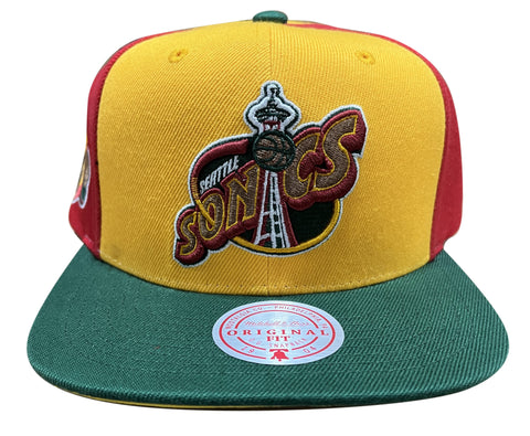 Men's Mitchell & Ness Yellow/Green NBA Seattle Supersonics On The Block HWC Snapback - OSFA