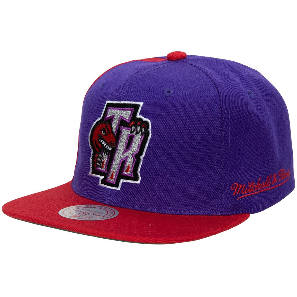 Men's Mitchell & Ness Purple/Red NBA Toronto Raptors Rear Script Deadstock Snapback - OSFA