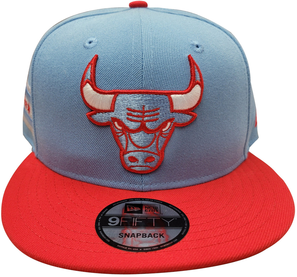 Men's New Era 9Fifty Chicago Bulls Sky Blue/Red/White Flag Custom Snapback (70628704) - OSFA