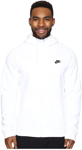 Men's Nike White Full Zip Fleece Hoodie