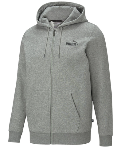 Men's Puma Medium Gray Heather ESS Small Logo Full Zip Hoodie