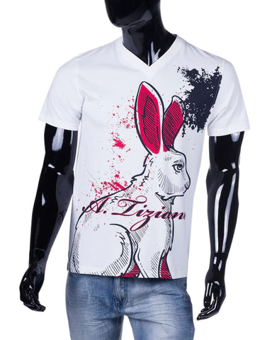 Men's A. Tiziano White Nelson Graphic V-Neck T-Shirt