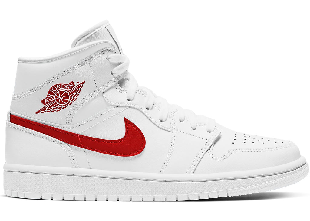 Women's Jordan 1 Mid White/University Red (BQ6472 106)