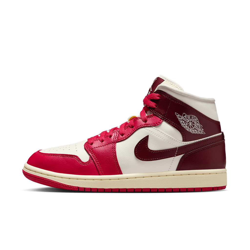 Women's Jordan 1 Mid Sail/Dark Team Red (BQ6472 119)