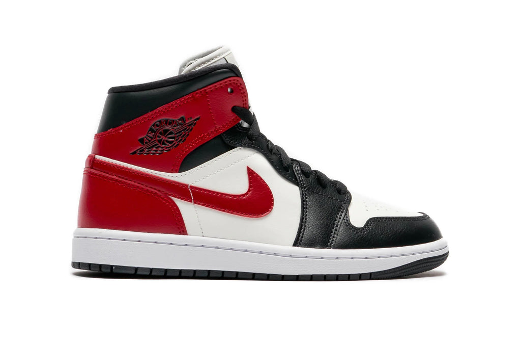 Women's Air Jordan 1 Mid Sail/Gym Red-Off Noir-White (BQ6472 160)