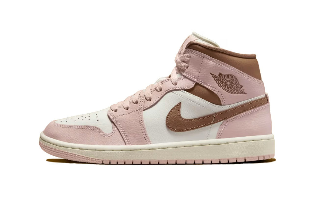 Women's Jordan 1 Mid Pink Oxford/Archeo Brown-Sail (BQ6472 620)