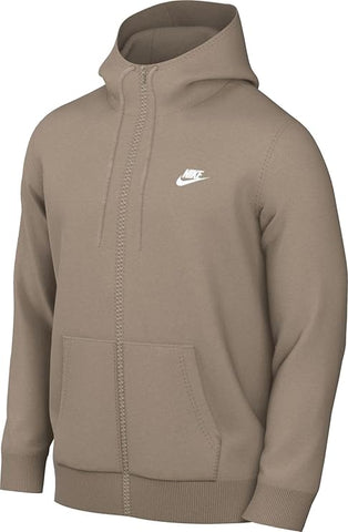 Men's Nike Sportswear Khaki/White Club Fleece Full-Zip Hoodie (BV2645 247)