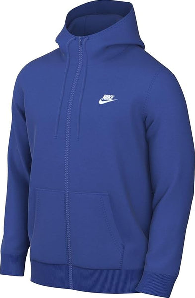 Men's Nike Sportswear Game Royal/White Club Fleece Full-Zip Hoodie (BV2645 480)