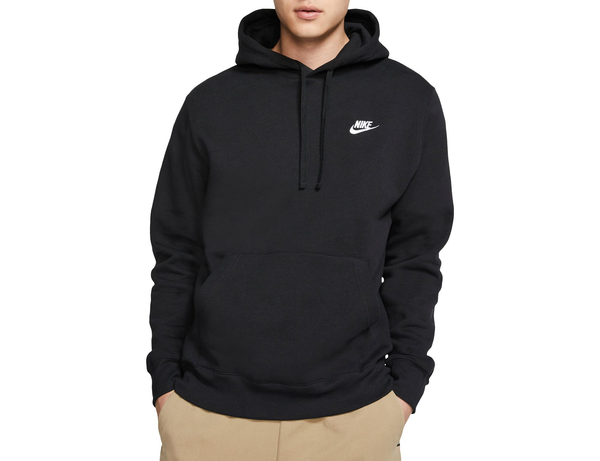 Men's Nike Black/White Sportswear Club Fleece Pullover Hoodie