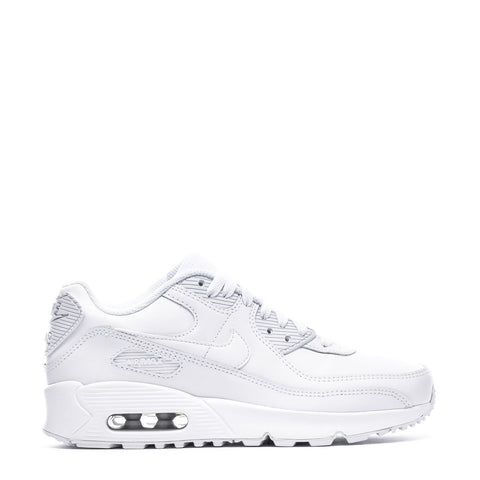 Big Kid's Nike Air Max 90 LTR White/White-Metallic Silver (CD6864 100)