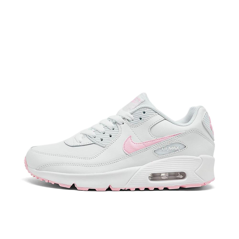 Big Kid's Nike Air Max 90 LTR White/Pink Foam-White White (CD6864 121)