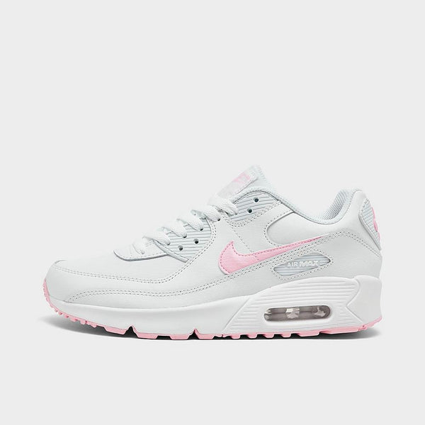 Big Kid's Nike Air Max 90 LTR White/Pink Foam-White White (CD6864 121)