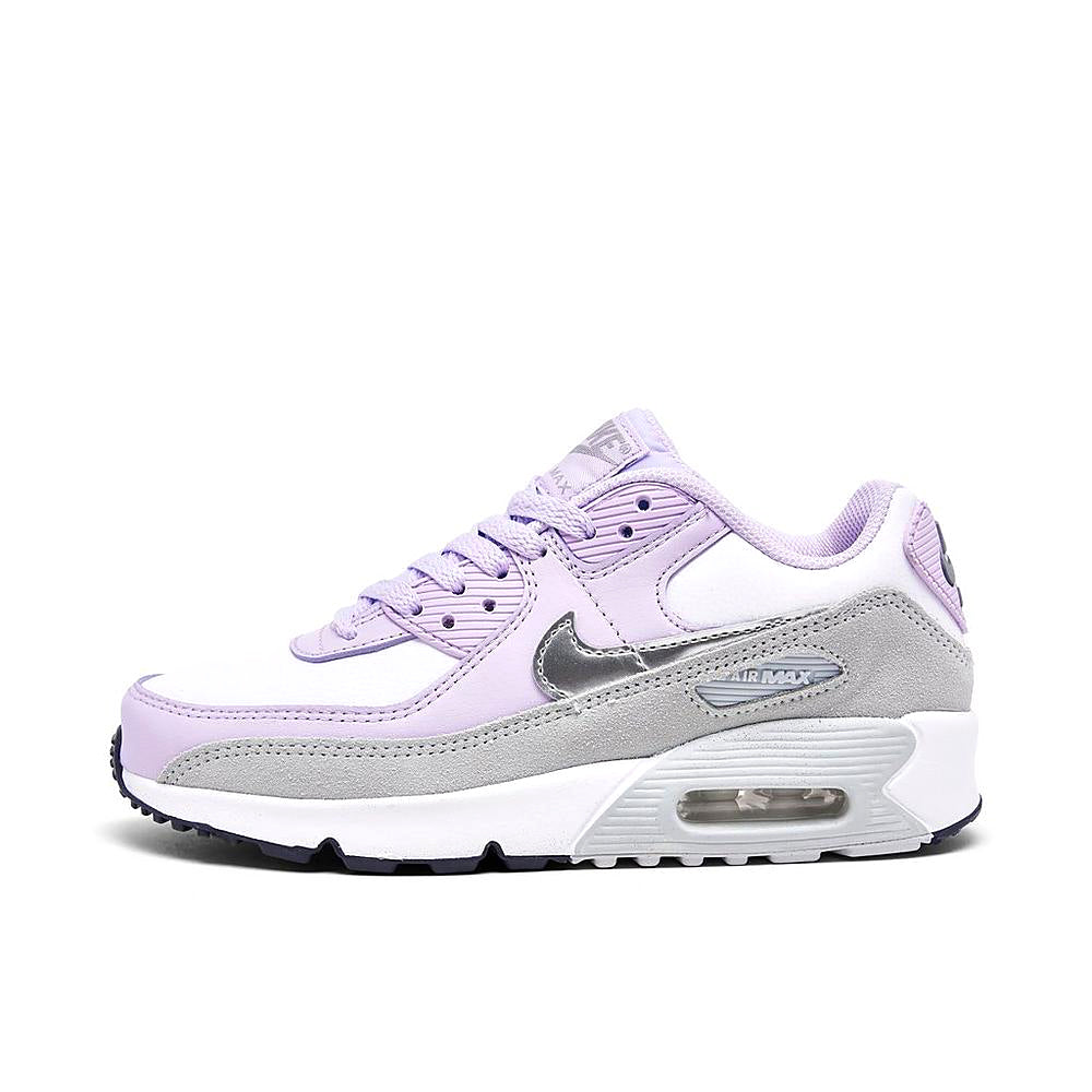 Big Kid's Nike Air Max 90 LTR White/Metallic Silver (CD6864 123)