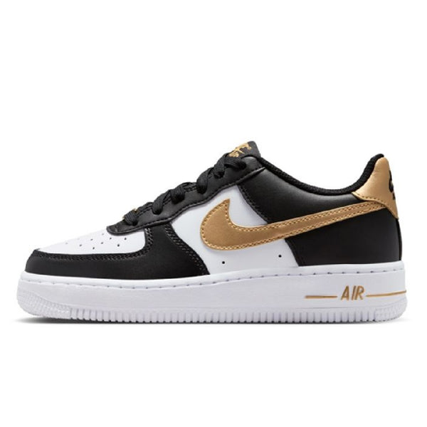 Big Kid's Nike Air Force 1 Black/Metallic Gold-Black (CT3839 009)