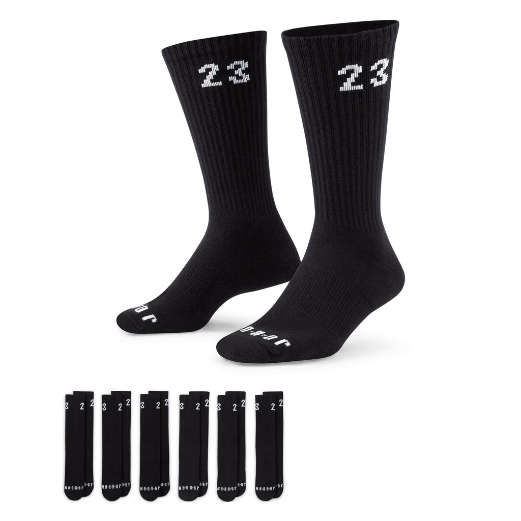 Jordan Black/Black Essentials Cushioned 6-Pack Crew Socks