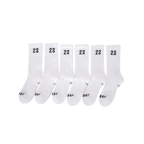 Jordan White/Blk Essentials Cushioned 6-Pak Crew Socks