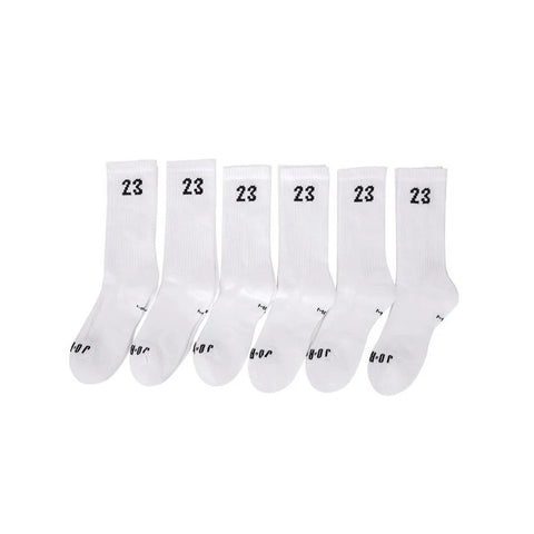 Jordan White/Blk Essentials Cushioned 6-Pak Crew Socks