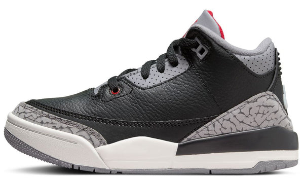 Little Kid's Jordan 3 Retro Black/Fire Red-Cement Grey (DM0966 010)