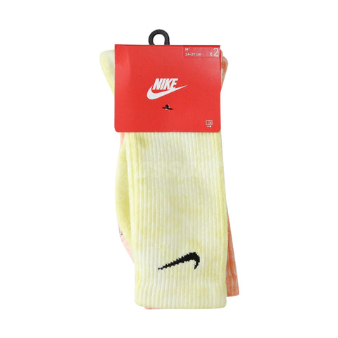 Unisex Nike Everyday Plus Yellow/Orange Tie-Dye Sports Socks (2 Pair)