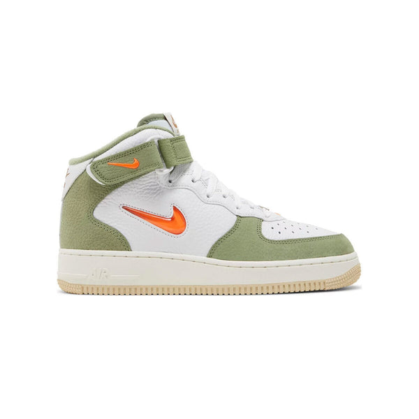 Men's Nike Air Force 1 Mid QS White/Total Orange-Oil Green (DQ3505 100)