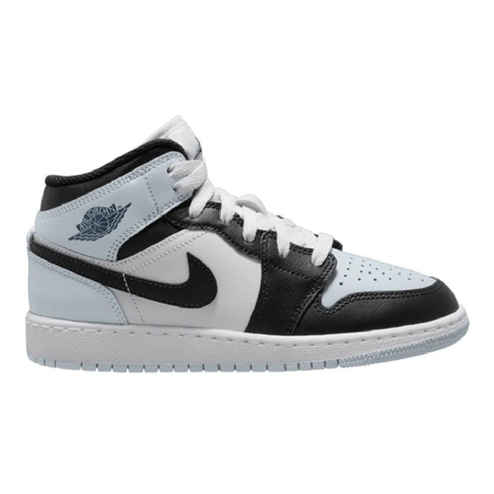 Big Kid's Jordan 1 Mid Black/Black-Aura-Squadron Blue (DQ8423 002)