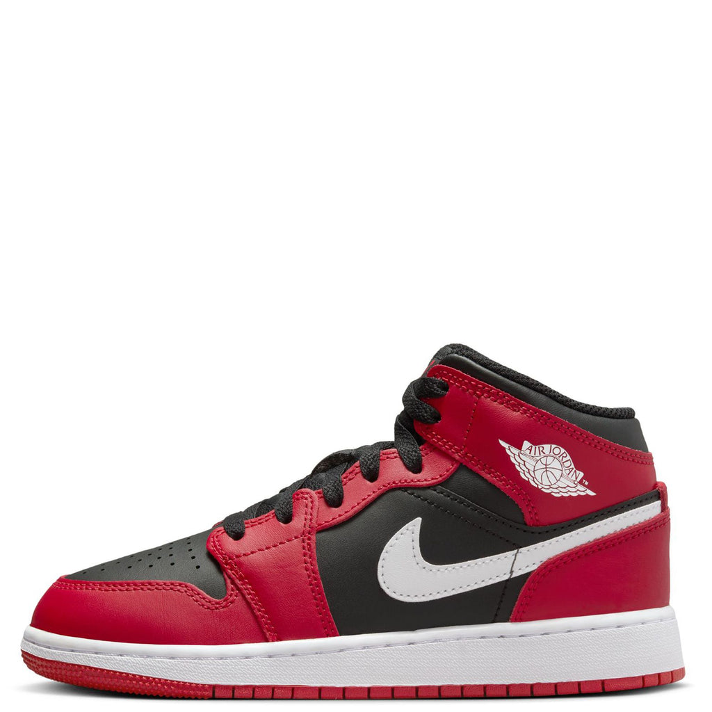 Big Kid's Jordan 1 Mid Black/White-Gym Red (DQ8423 061)