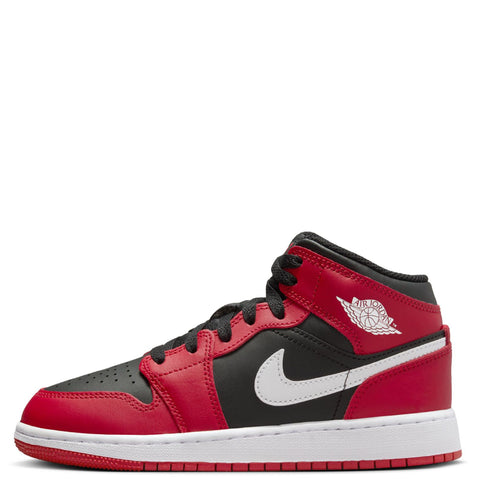 Big Kid's Jordan 1 Mid Black/White-Gym Red (DQ8423 061)