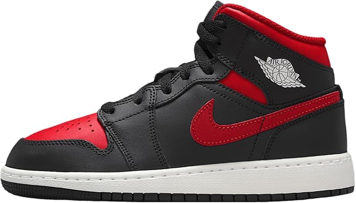 Big Kid's Jordan 1 Mid Black/Varsity Red-Summit White (DQ8423 067)
