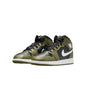 Big Kid's Jordan 1 Mid Black/White-Medium Olive (DQ8423 092)