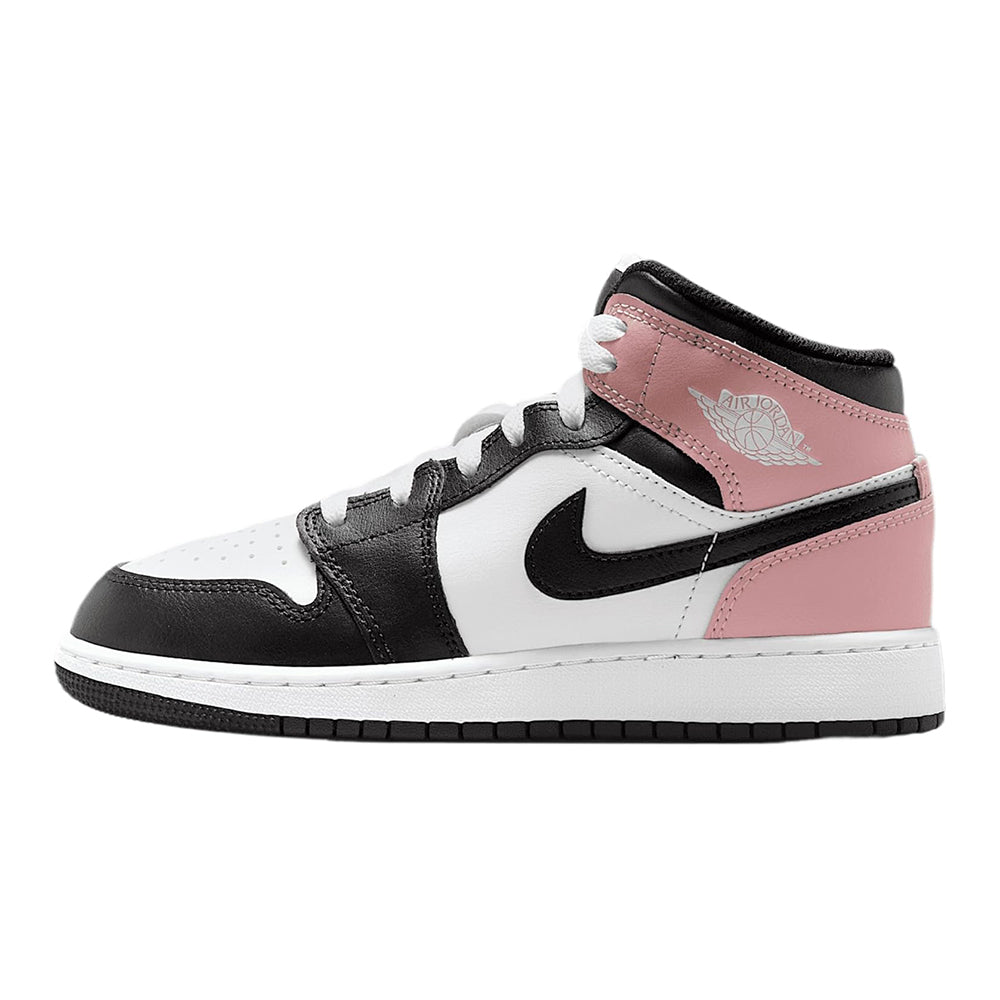 Big Kid's Jordan 1 Mid White/Black-Rust Pink (DQ8423 100)