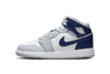 Big Kid's Jordan 1 Mid White/Midnight Navy-Wolf Grey (DQ8423 104)