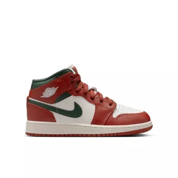 Big Kid's Jordan 1 Mid Sail/Midnight Green (DQ8423 105)