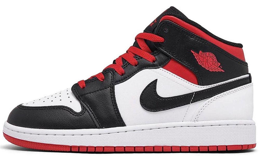 Big Kid's Jordan 1 Mid White/Gym Red-Black (DQ8423 106)